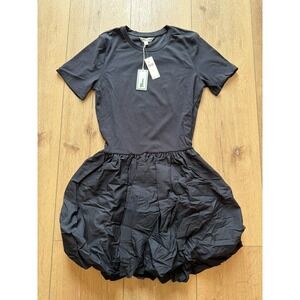 Daily Practice Anthropologie NWT Bubble Hem Mini Dress Womens L Black Tee Dress